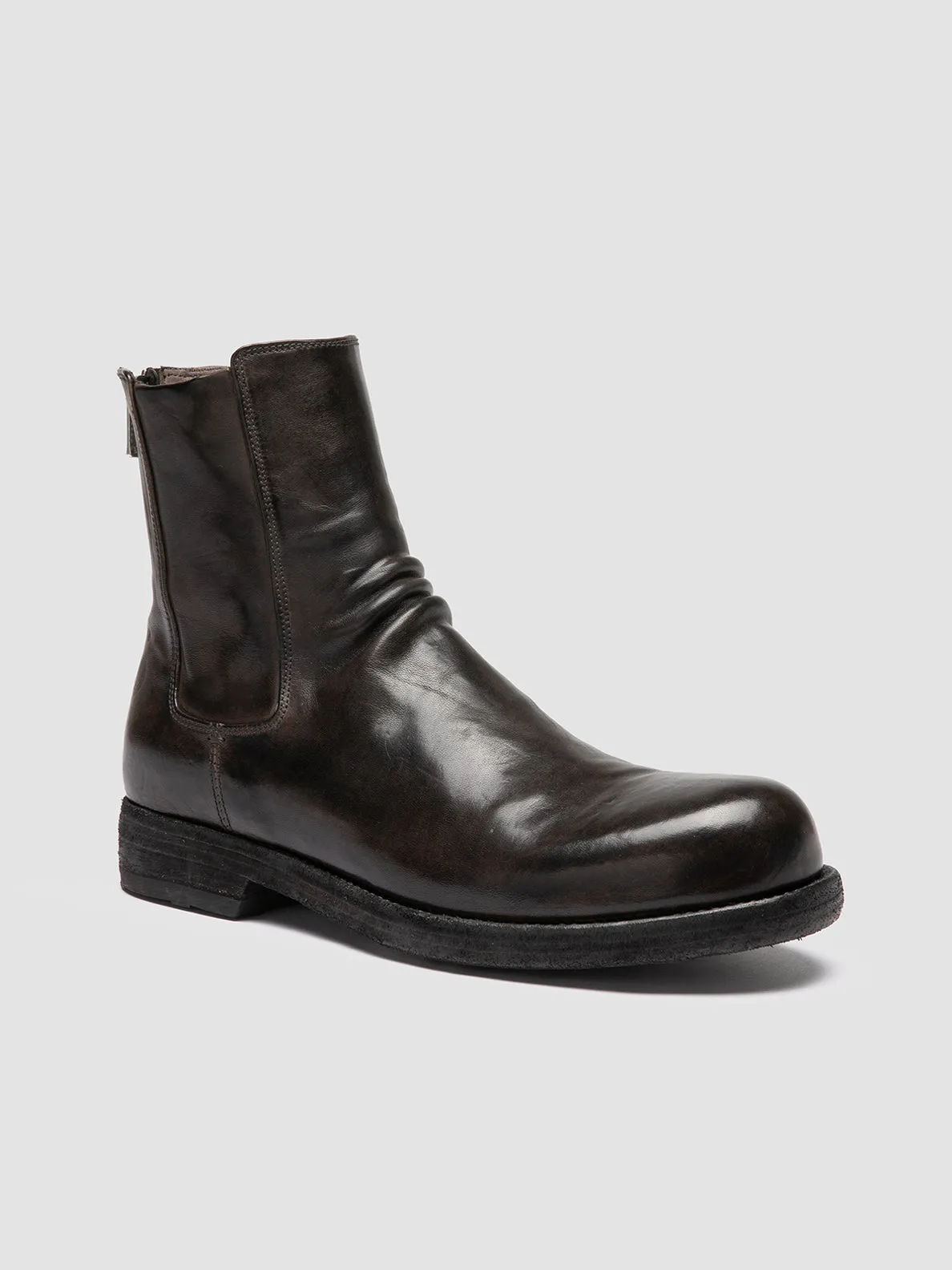 Wellies Wide Calf Rain Boots BULLA DD 104 - Grey Leather Zipped Boots