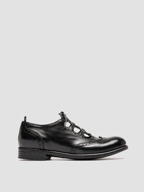 CALIXTE 079 - Black Leather Oxford Shoes Glitter Oxfords