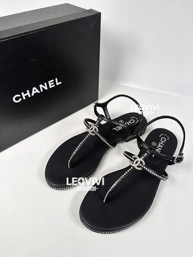 Most Comfy Sandals For Walking CC Logo Crystal Strap Sandals Black Chanel