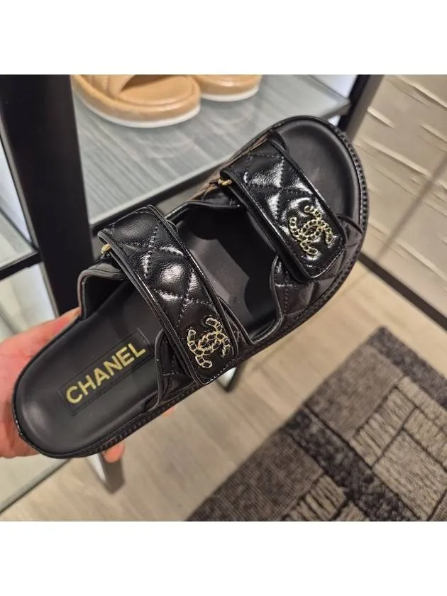 Sandals With H CC Logo Velcro Sandals Black Chanel