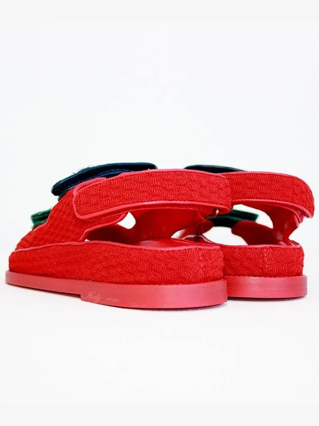 CC Logo Velcro Sandals Red Chanel Water Friendly Sandals