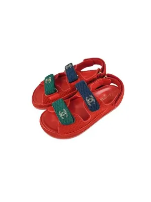 CC Logo Velcro Sandals Red Chanel Taos Sandals