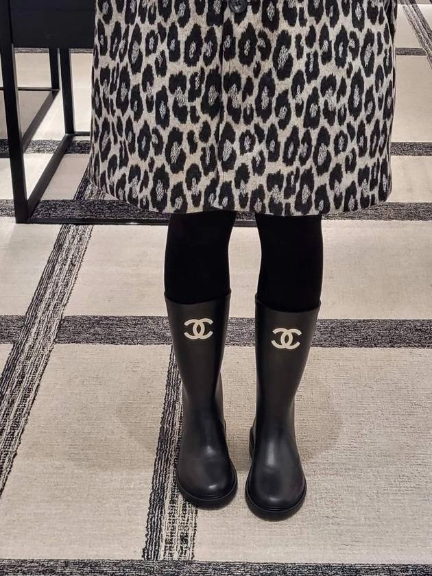 CC Logo Caoutchouc Rain Boots Black Chanel Groundbreaker Boots