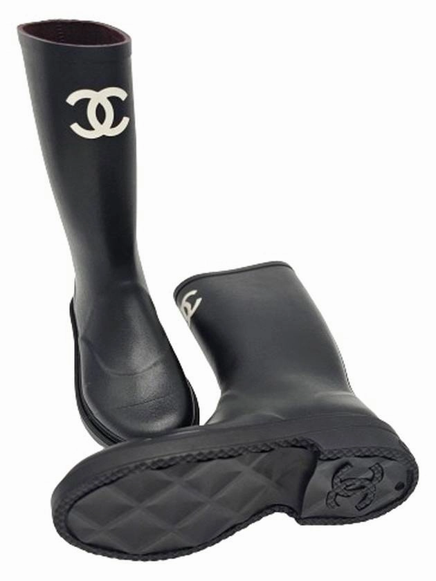 CC Logo Caoutchouc Rain Boots Black Chanel Winter Duck Boots