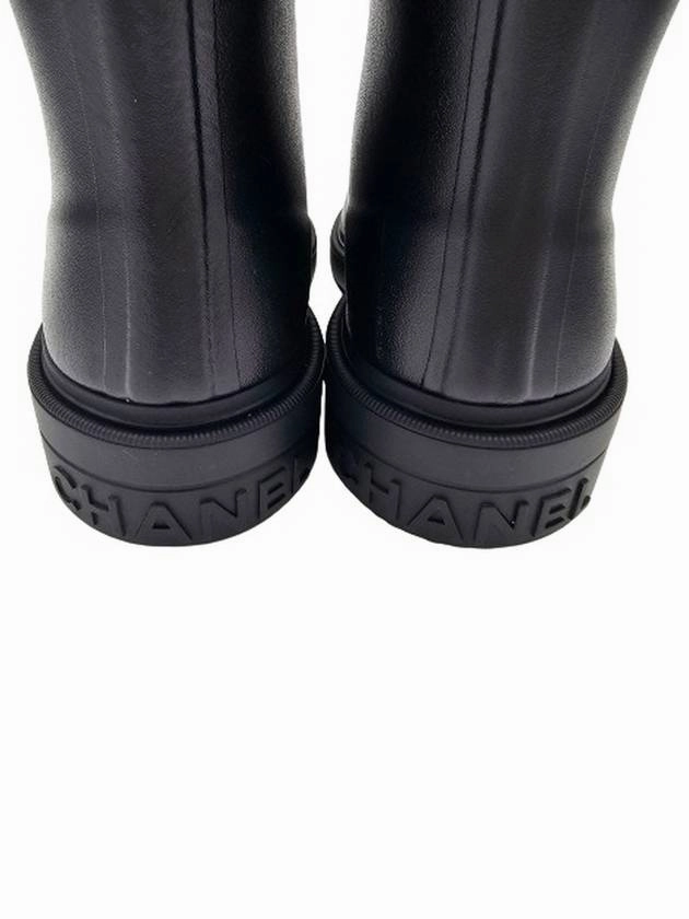 Gold Cowgirl Boots CC Logo Caoutchouc Rain Boots Black Chanel