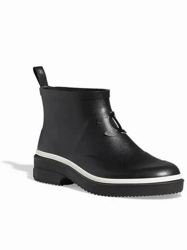 Cheap Rain Boots CC Logo Rubber Ankle Rain Boots Black Chanel