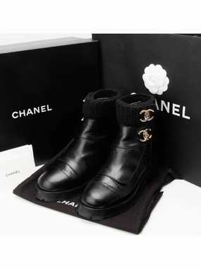 Boy Boots CC turn lock knitting angle boots 1148hv Chanel
