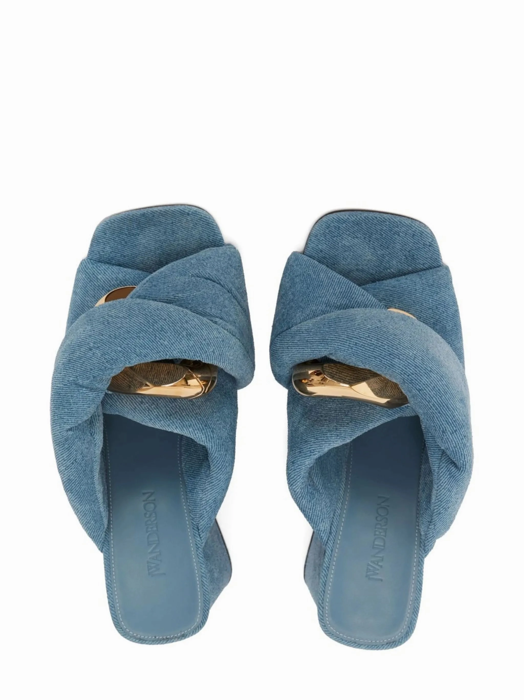 Chain Twist denim sandals Wedge Mule Sandals