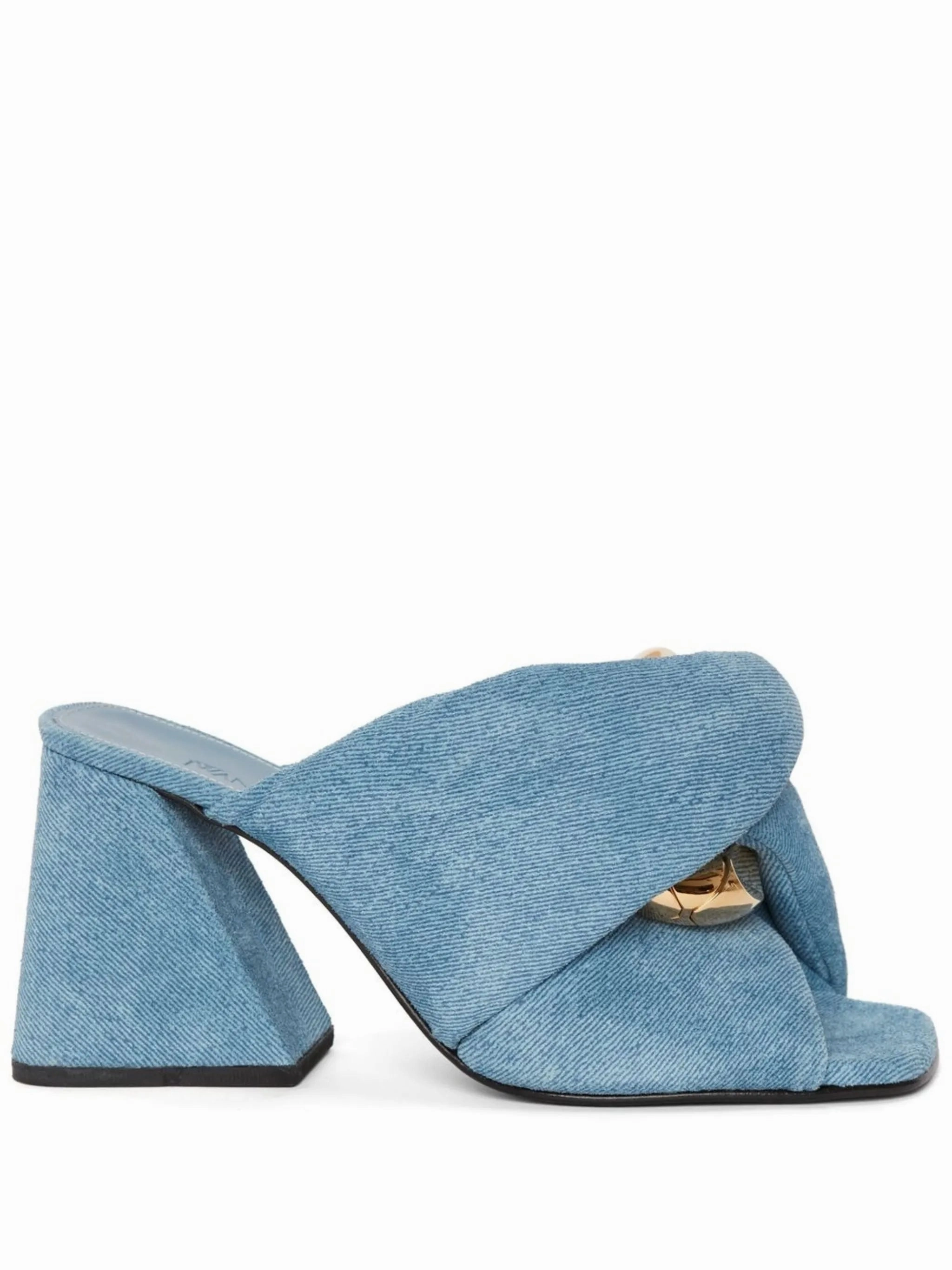 Sandals With Heel Chain Twist denim sandals