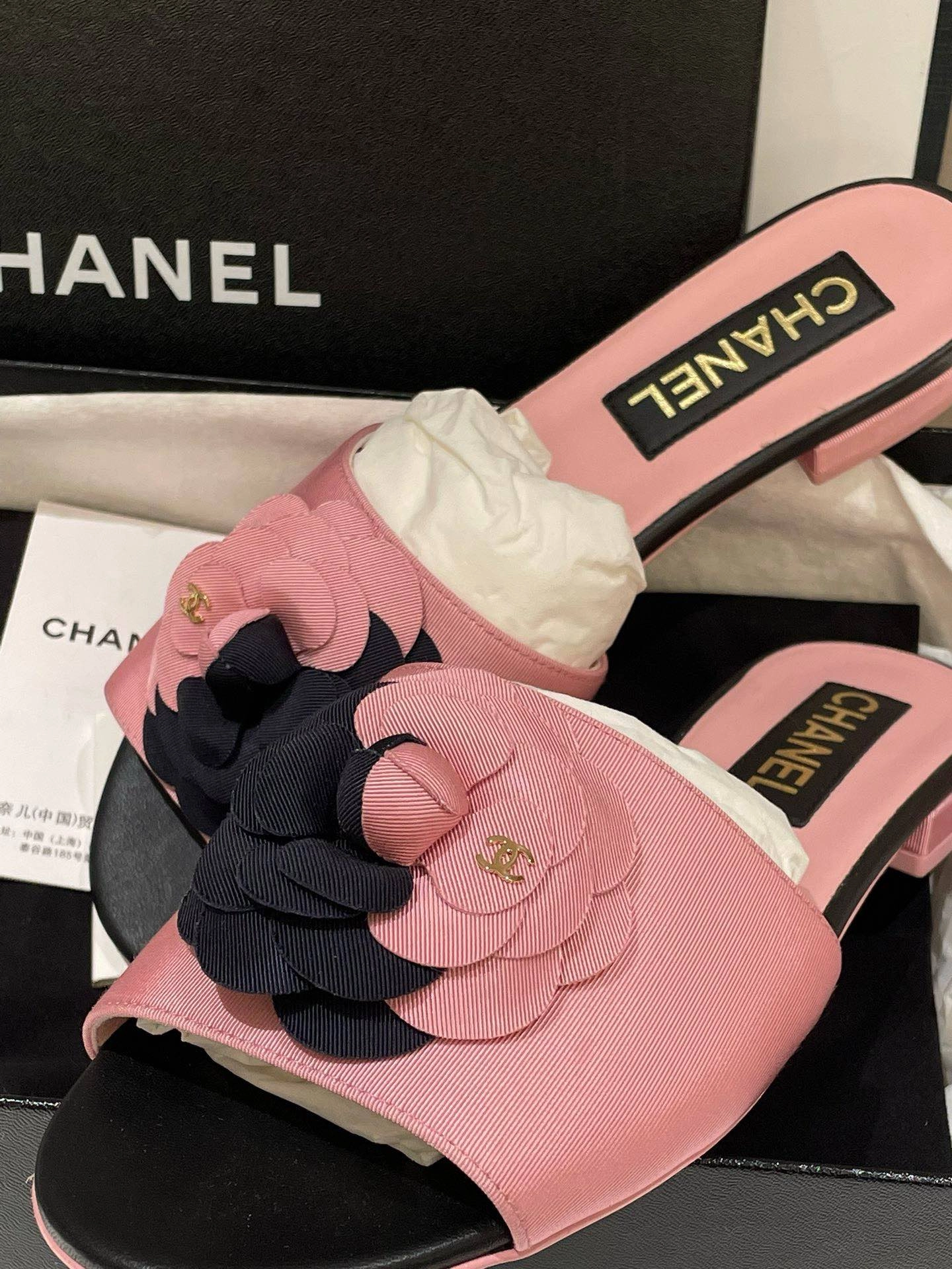 Harry Winston Ruby Slippers Chanel Camellia Slippers Pink Slide Sandals