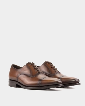 Outlet - Brown Cap Toe Oxford Oxford Leather Shoes