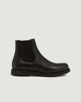 White Flat Boots Chelsea Boot | Black Leather