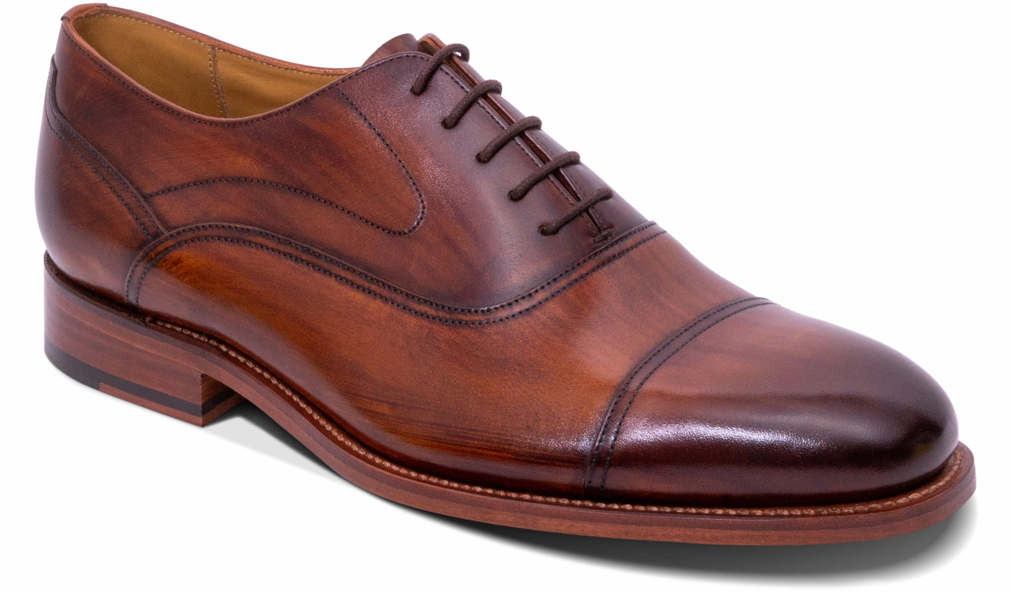 Cherwell-Hand Brushed Brown Roseto Cap Toe Oxfords