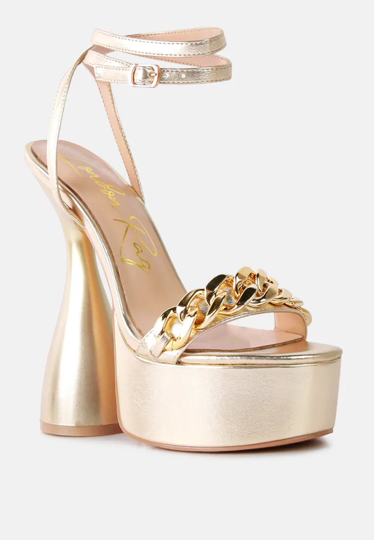 big bash metallic high platform chunky sandals Strappy Flat Sandals