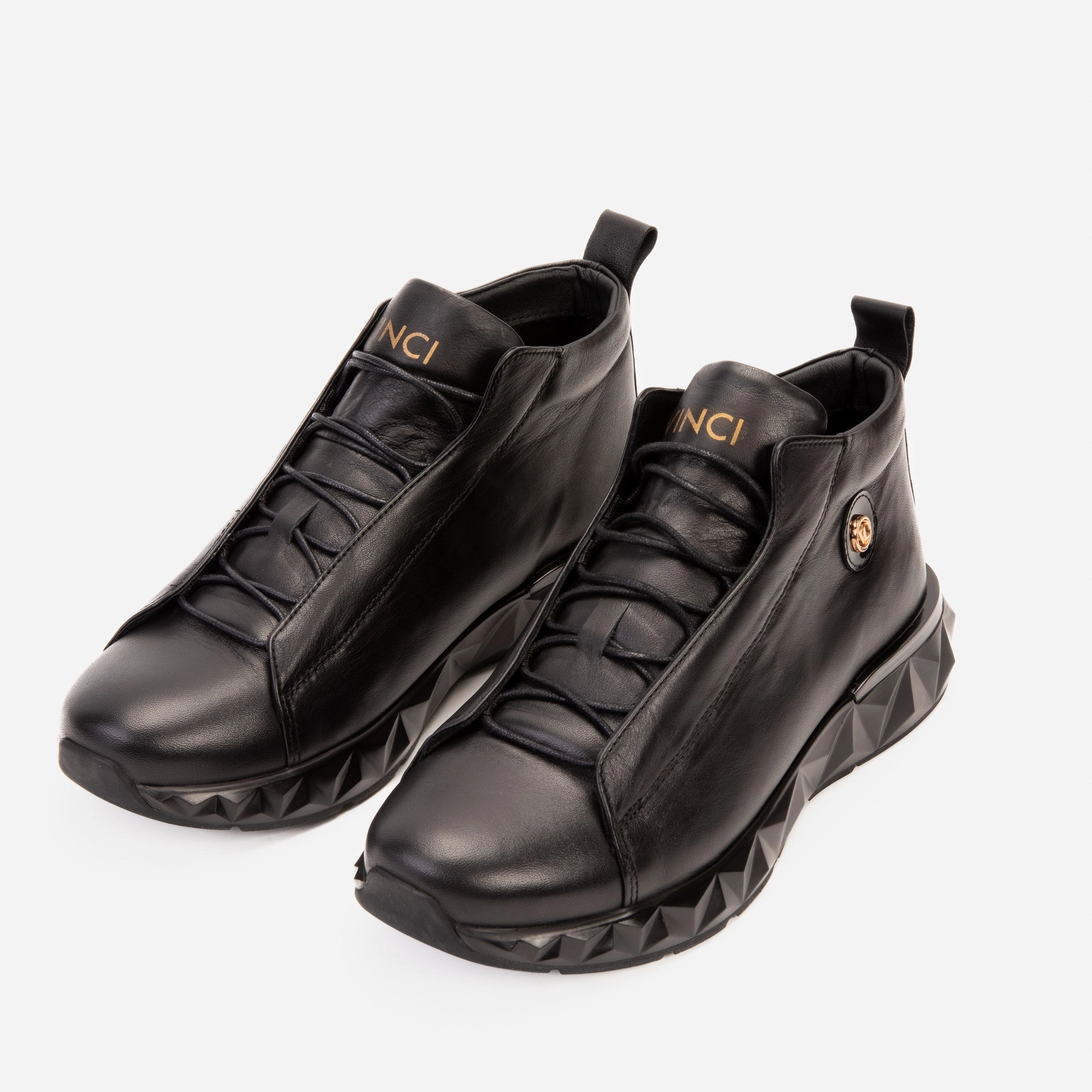 The Vertex Black Leather Men's Sneaker Rain Boots Boots