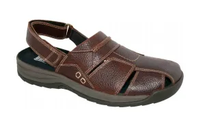 Eric Michael Sandals Men's Barcelona Sandal In Dark Brown Pebbled Leather
