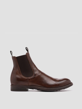 CHRONICLE 002 - Brown Leather Chelsea Boots Wide Size Cowboy Boots