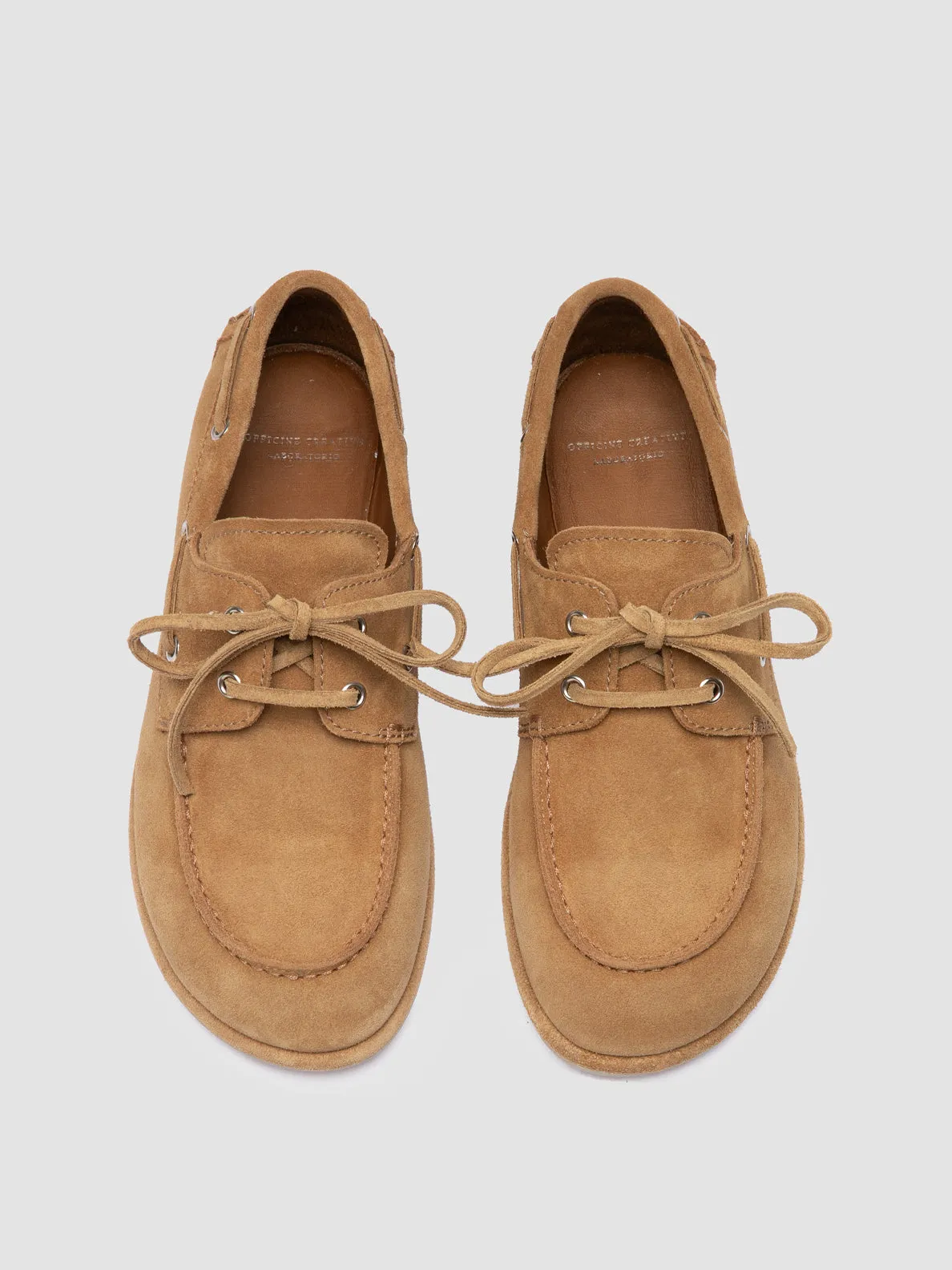 LOVE 101 - Camel Suede Boat Shoes Heel Slippage In Loafers