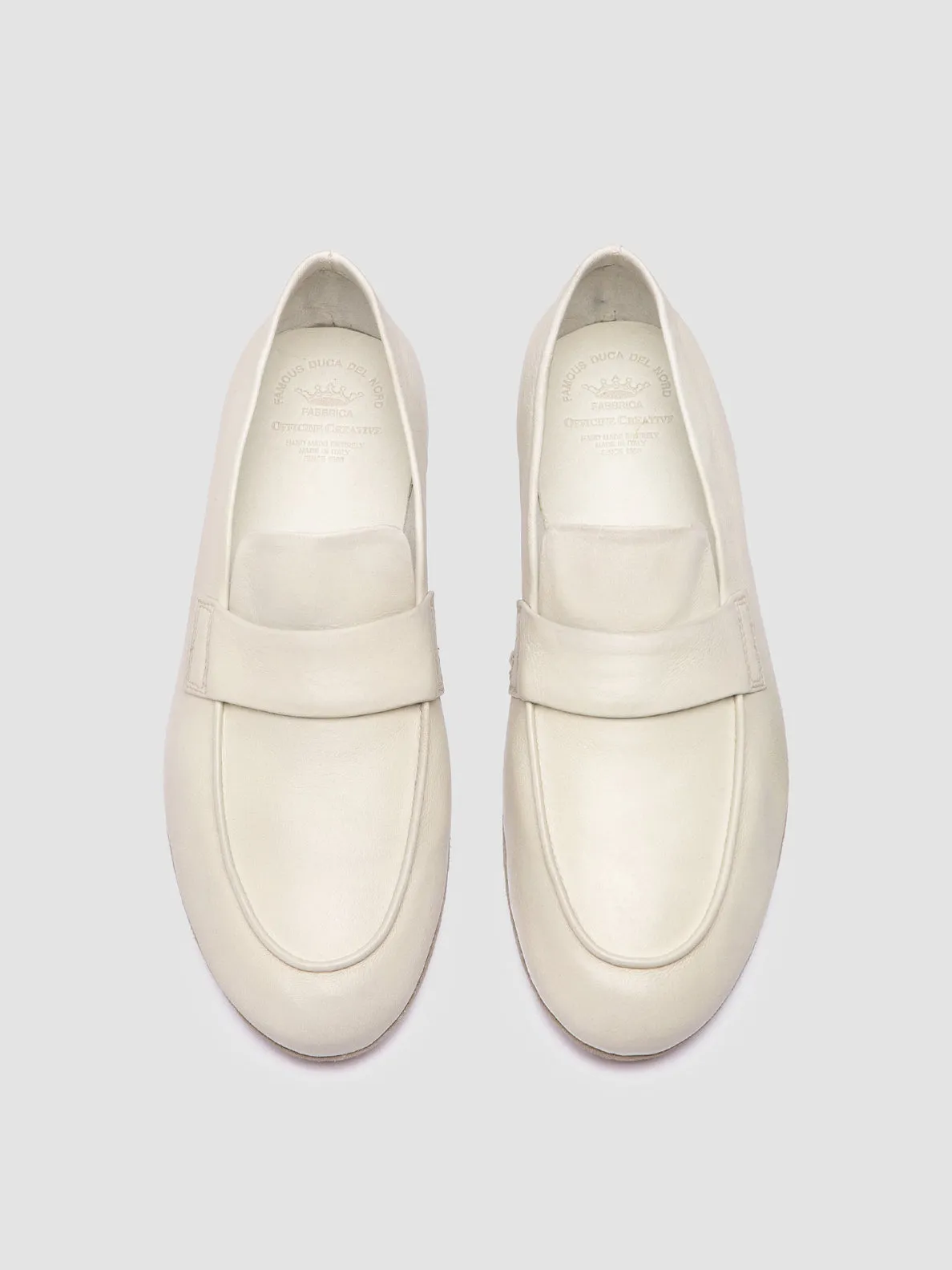 Loafers Slip On BLAIR DD 001 - White Leather Penny Loafers