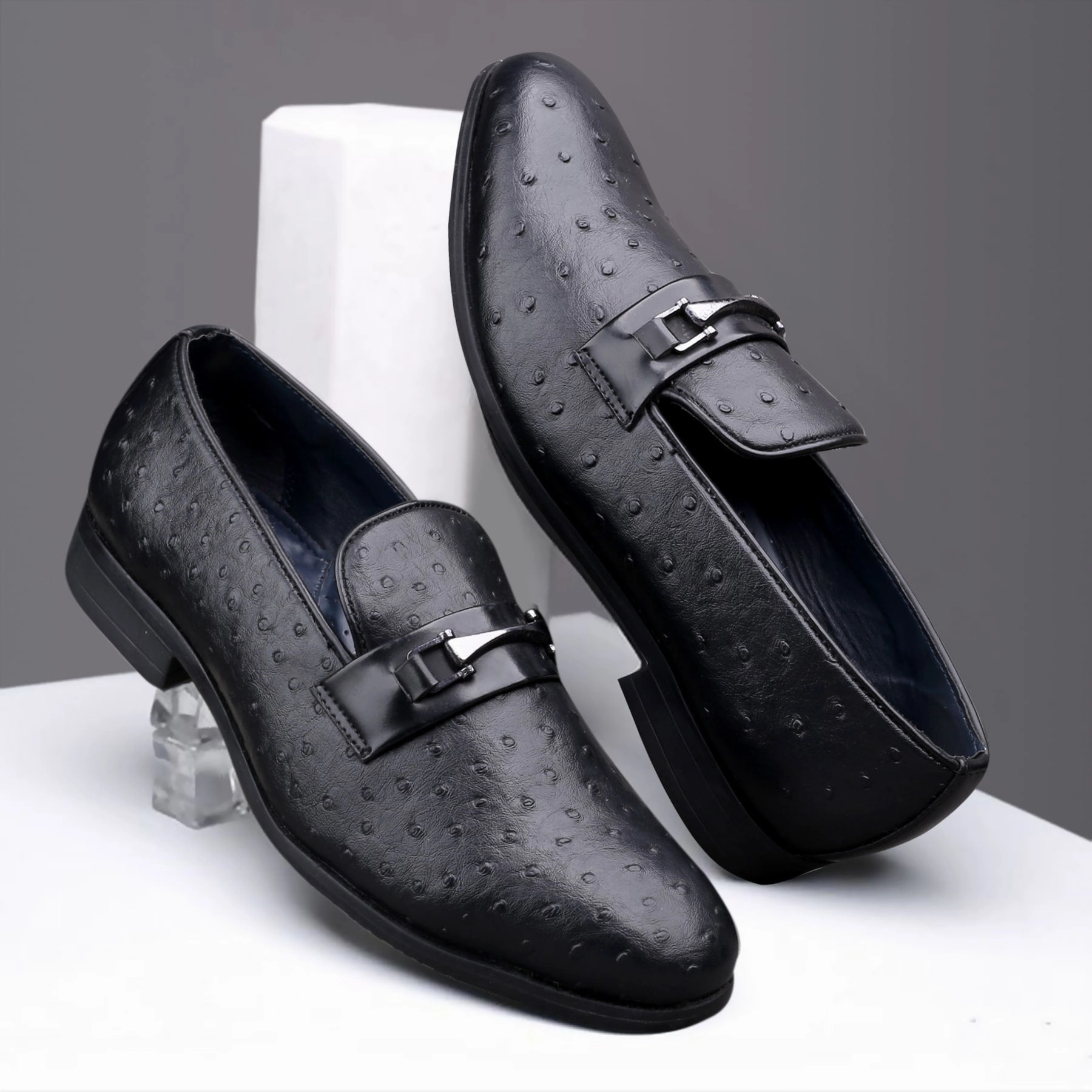 Super Lug Loafers Bacca Bucci OSTRICH Party Textured Loafers | Wedding Dress Formal Slip-on Shoes