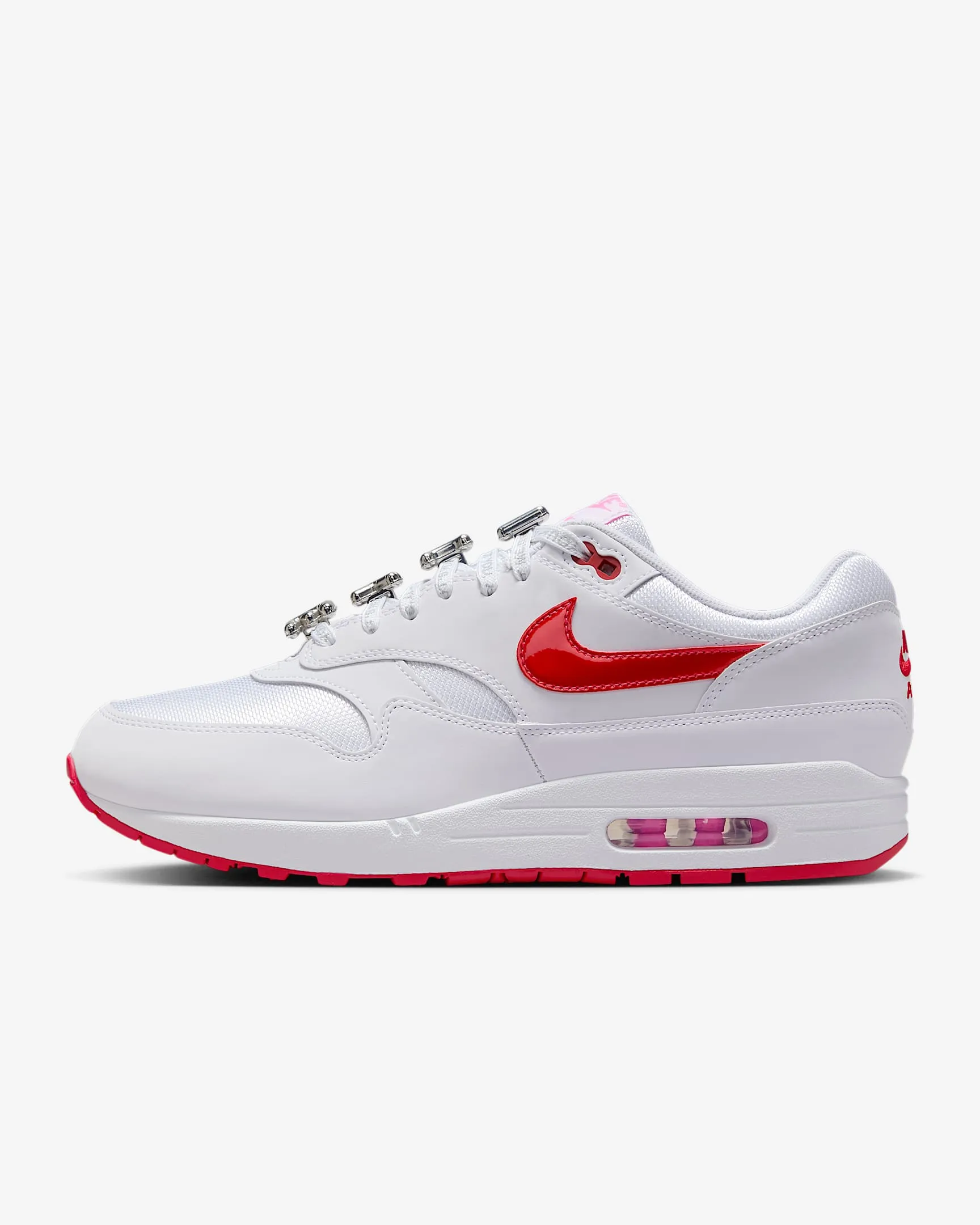 Nike Javelin Shoes Nike Men's Air Max 1 Premium Shoes - White / Playful Pink / University Red
