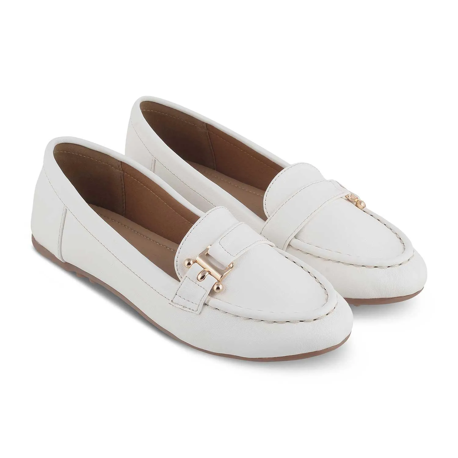 The Lativa White Women's Dress Loafers Tresmode Comfortable Loafers For Work