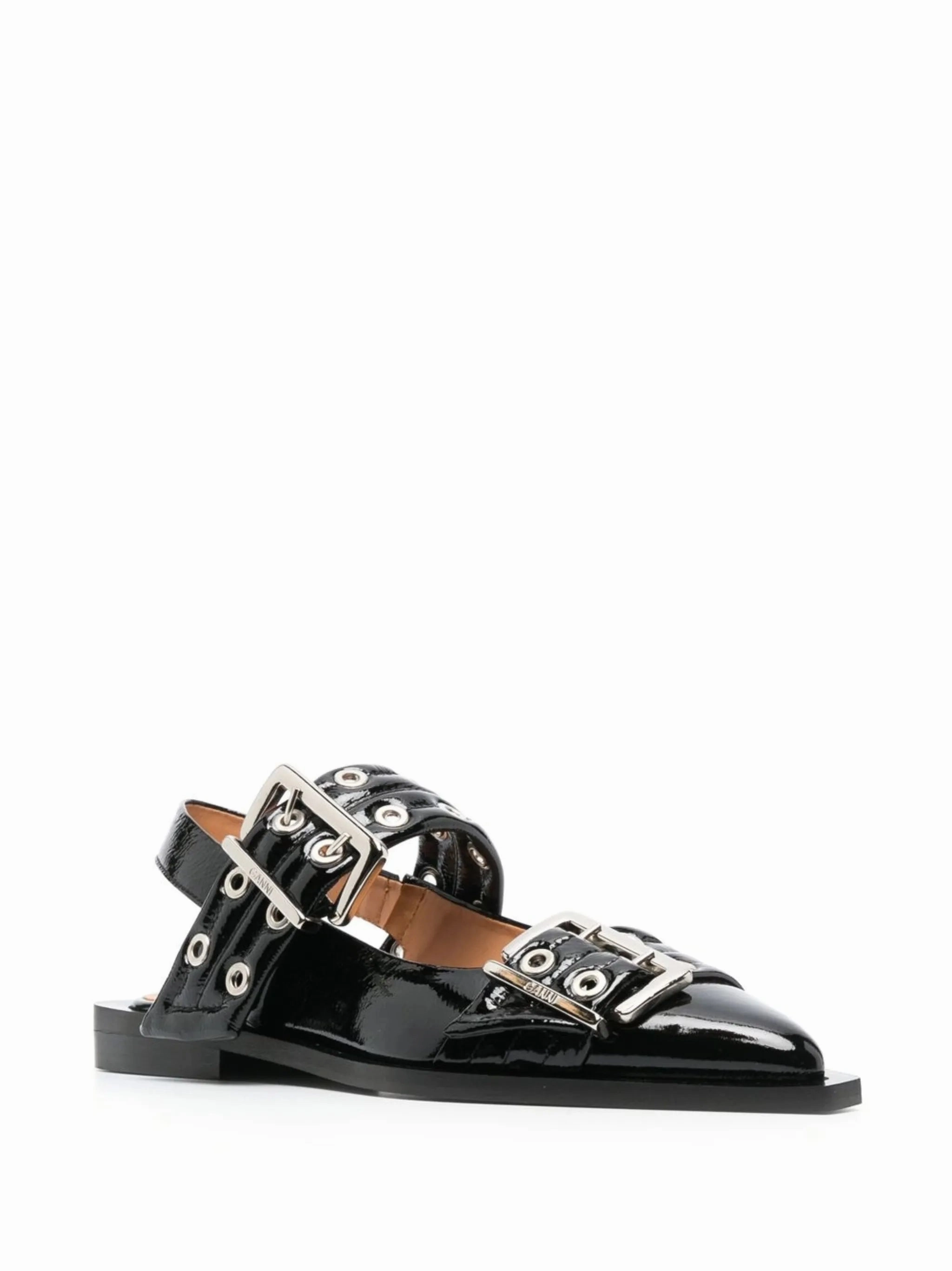 Flat Canvas Shoes 20mm eyelet-detail leather ballerinas