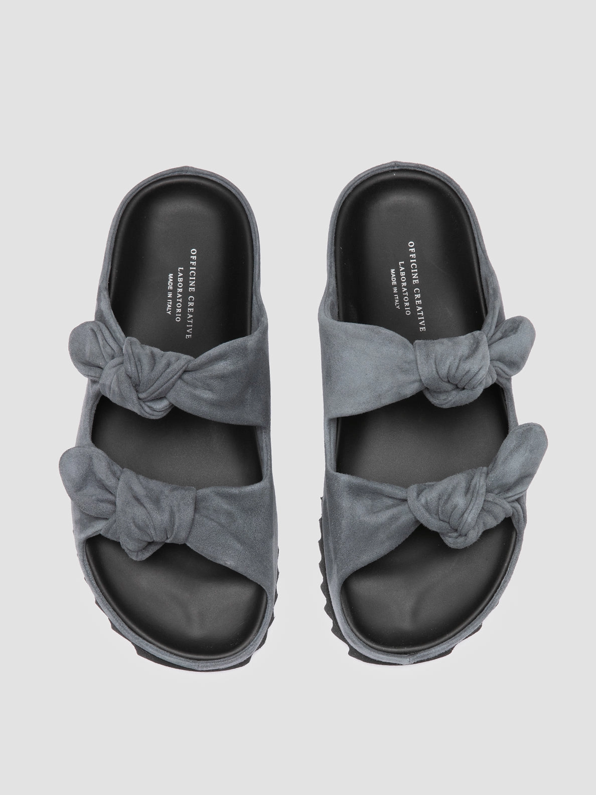 PELAGIE 021 - Blue Suede Slide Sandals Flat Sandals With Rhinestones