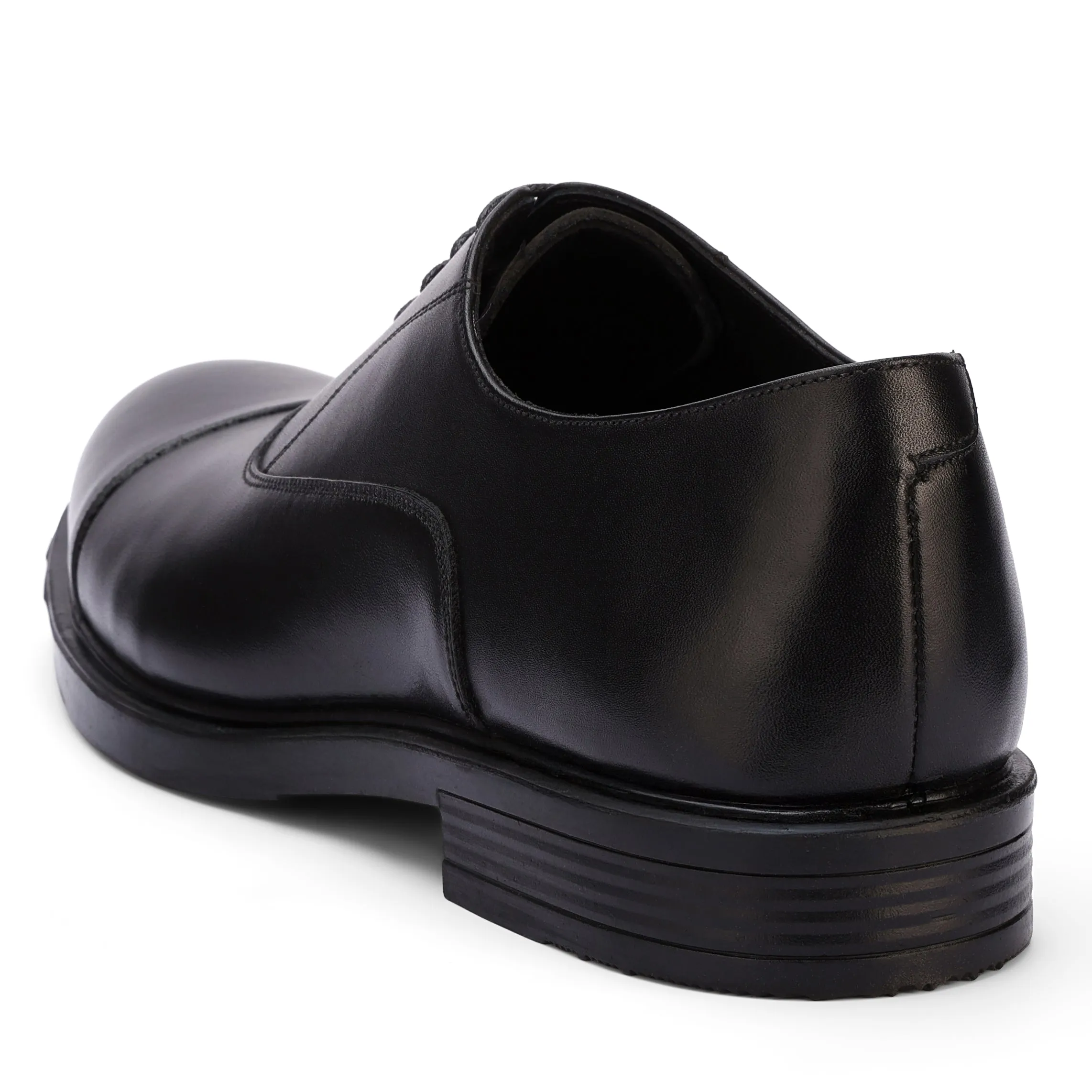 Brio Regal Black Leather Dress Shoes - Black Oxford Work Boots