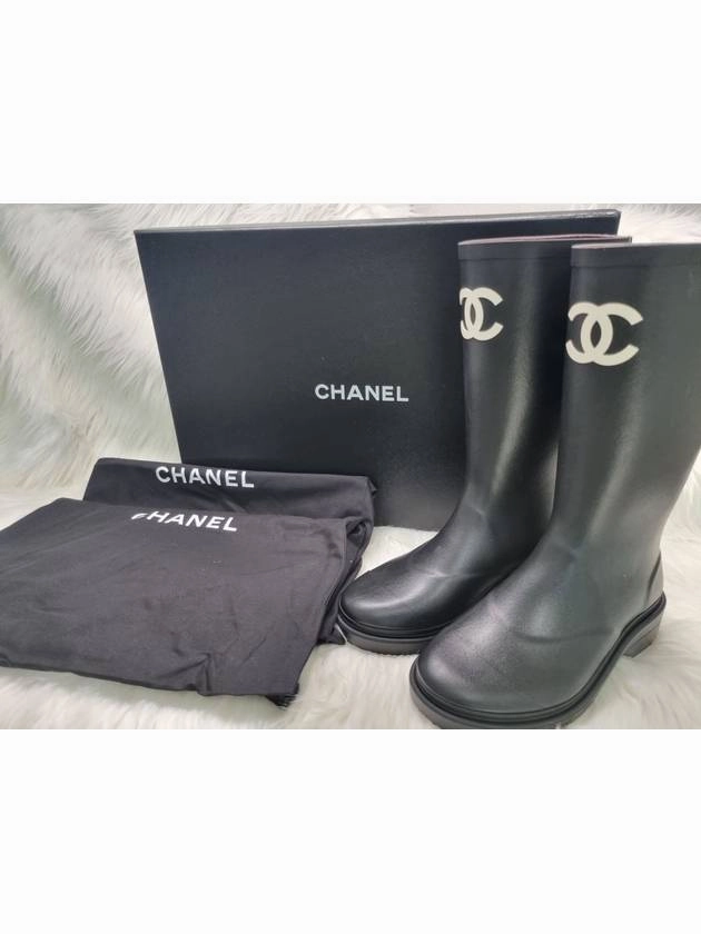 CC Logo Caoutchouc Rain Boots Black Chanel Double H Boots