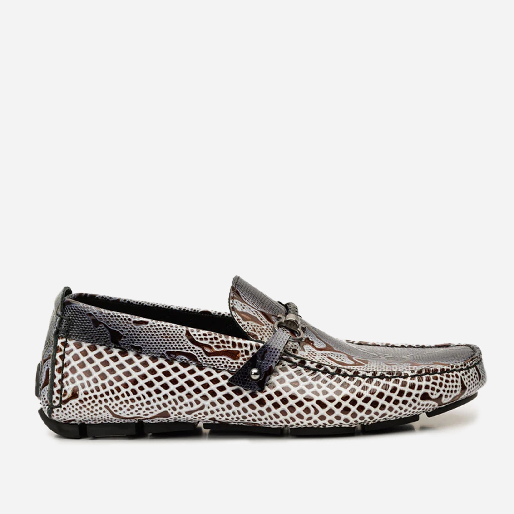 Horse Bit Loafers Bologna Black & White Bit Drive Loafer Men Shoe