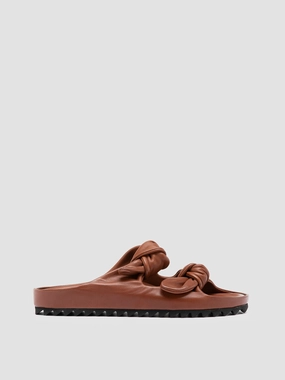 PELAGIE 010 - Brown Leather Sandals Toe Loop Sandals
