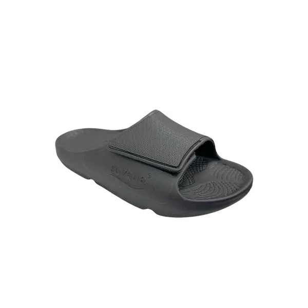 Sovella Men's PF Velcro Slide Dark Grey Open Toe Sandals With Heels