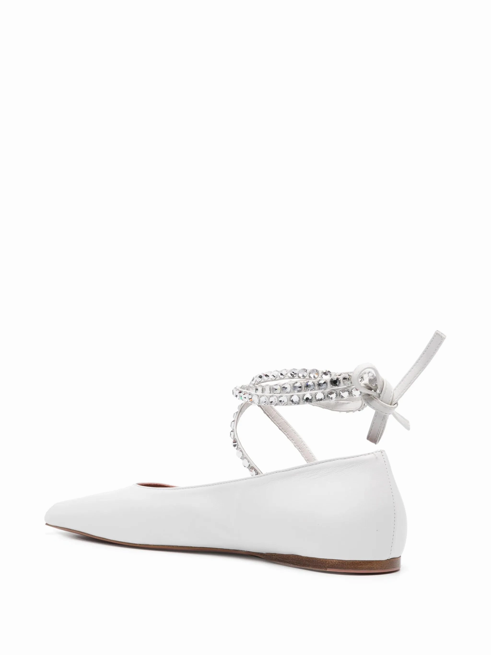 Ane embellished leather ballerina shoes Flat Sole Lifting Shoes