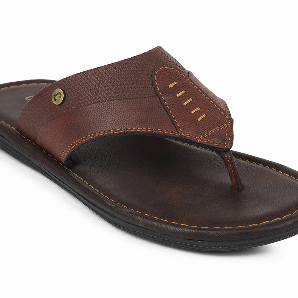 Coolers Tan Casual Slipper For Mens AOL-13 By Liberty Ape Head Slippers