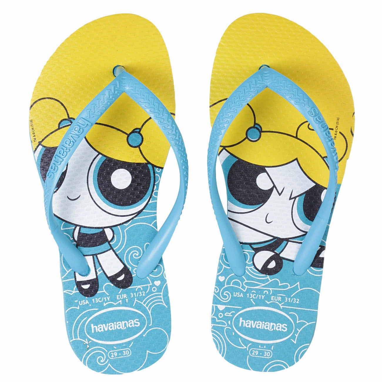 HAVAIANAS SLIM POWERPUFF GIRL - BLUE Platform Slide Heels