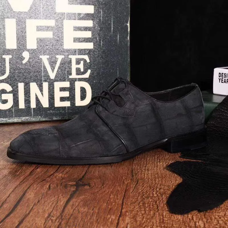 Loafers Size 10 Crocodile Shoes Classic Sanded Genuine Crocodile Leather Slip On loafers driving shoes Black