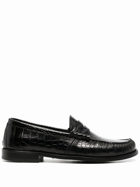 Loafers And Skirts crocodile-effect leather loafers