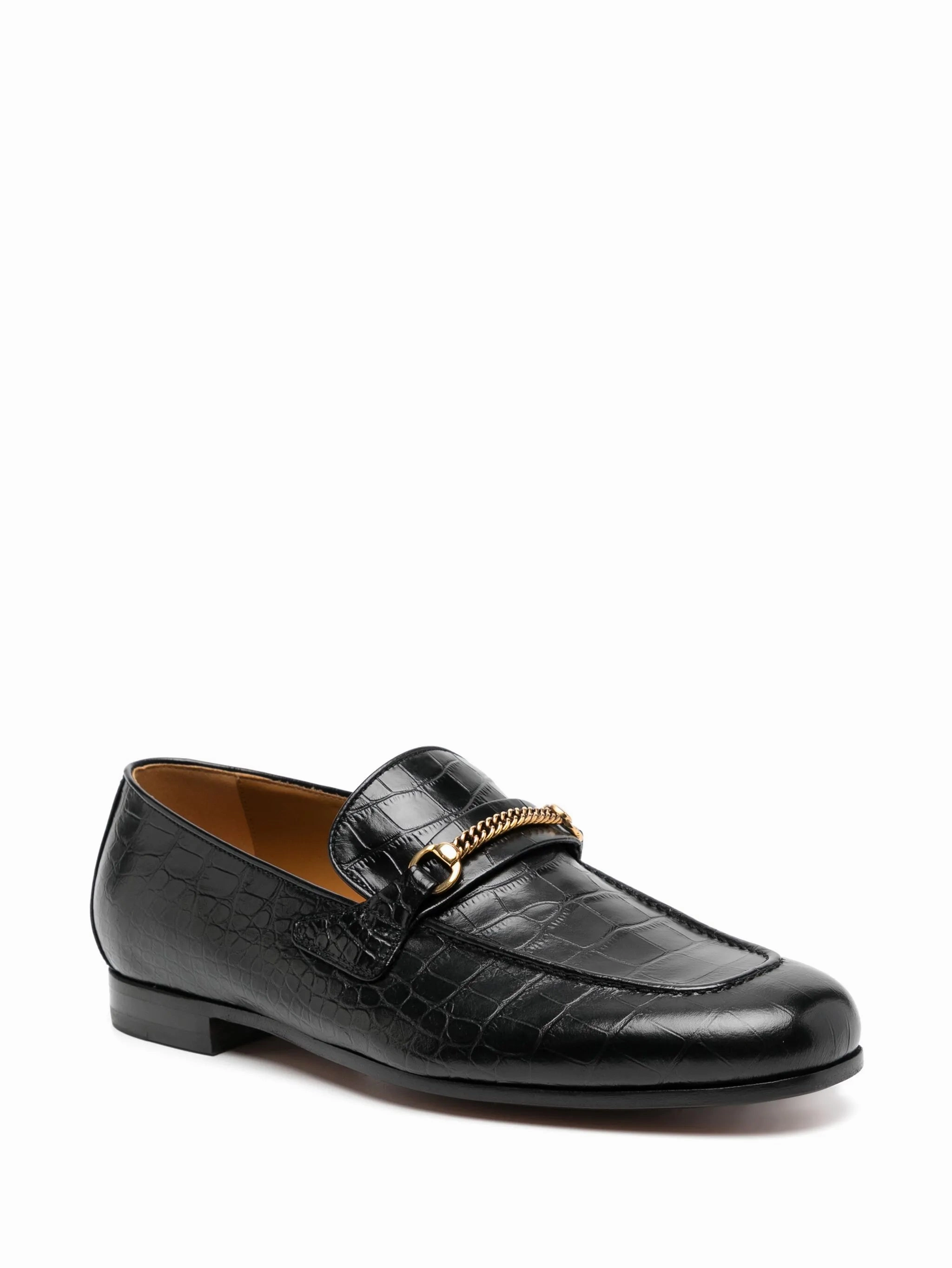crocodile-embossed leather loafers Leather Slip-on Loafers