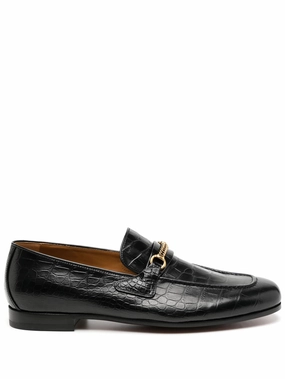 crocodile-embossed leather loafers Business Loafers