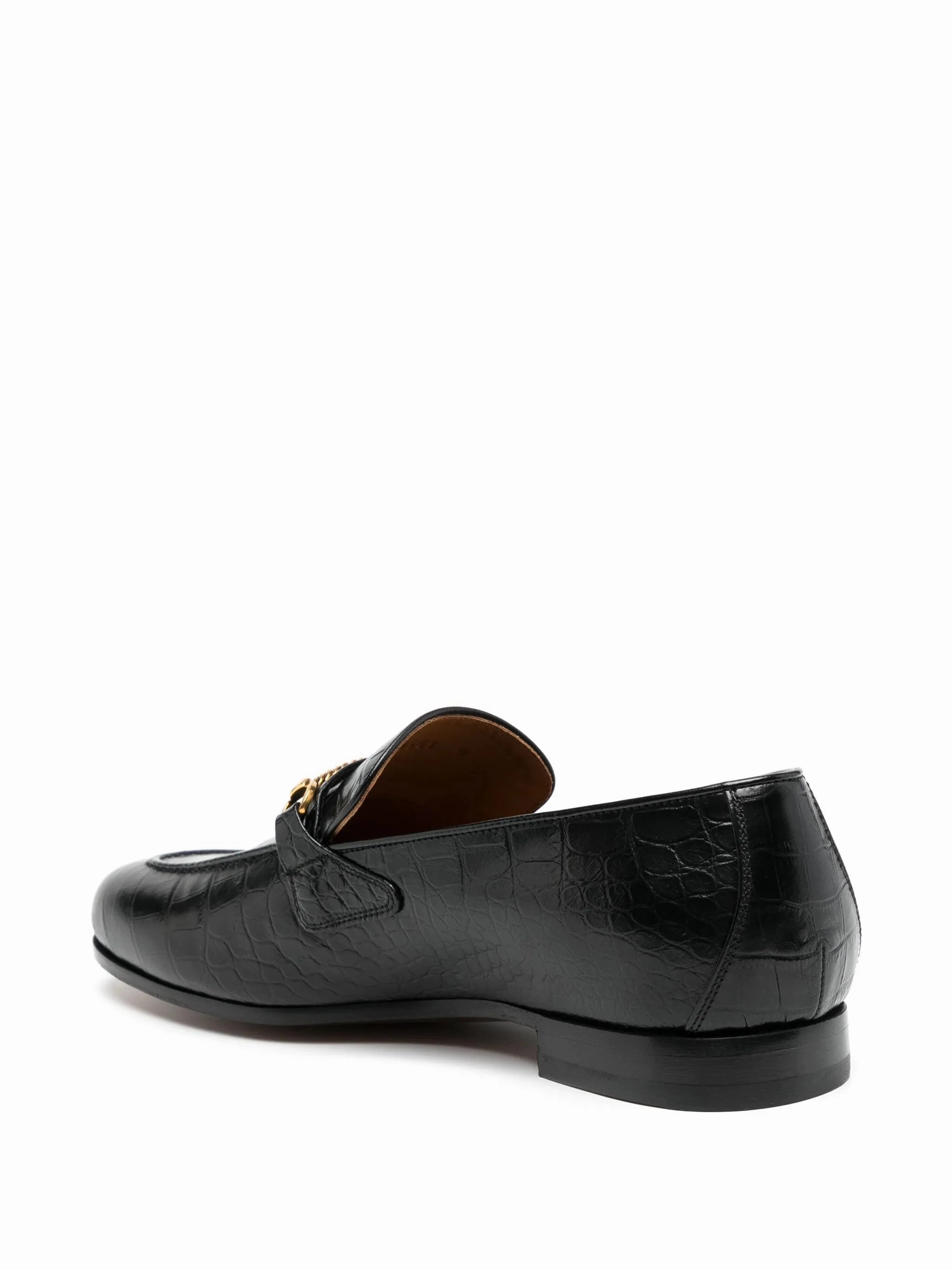 crocodile-embossed leather loafers Piped Loafers