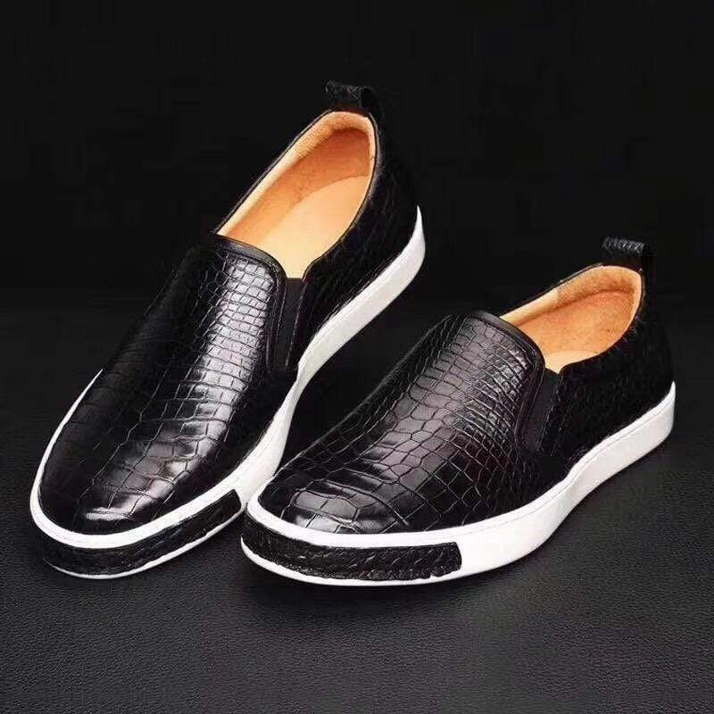 Loafers Summer Walk Crocodile Shoes Men Crocodile Leather Driving Shoes  Slip on Platform Loafers Working Shoes