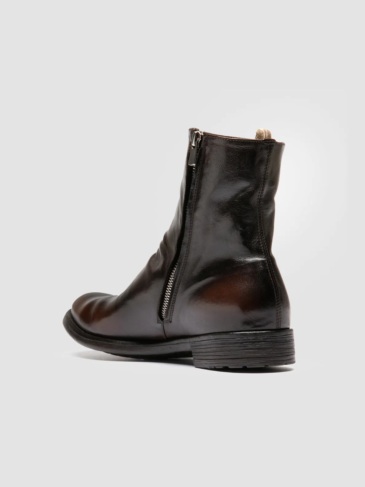 HIVE 010 - Brown Leather Zipped Boots Winter Rain Boots