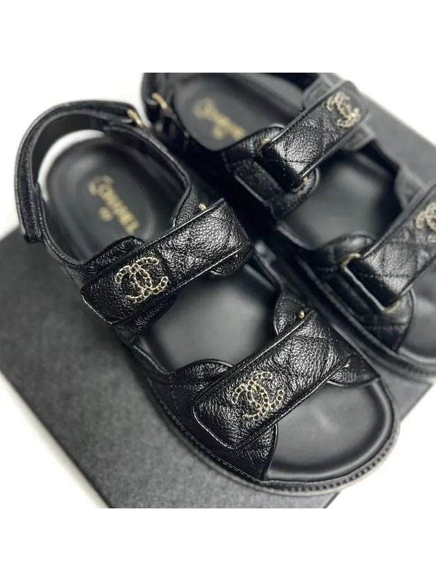 Women's CC Logo Velcro Sandals Gold Black Chanel Sandals Us Virgin Islands
