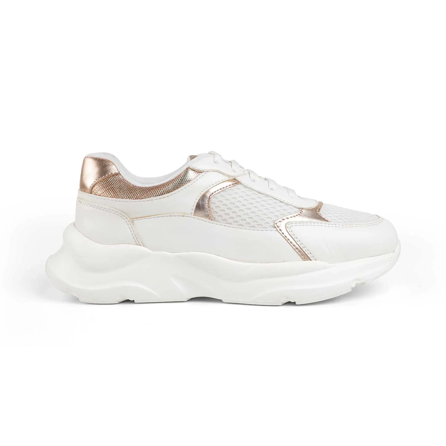 Tresmode White Champagne Women's Sneakers Humana And Silver Sneakers