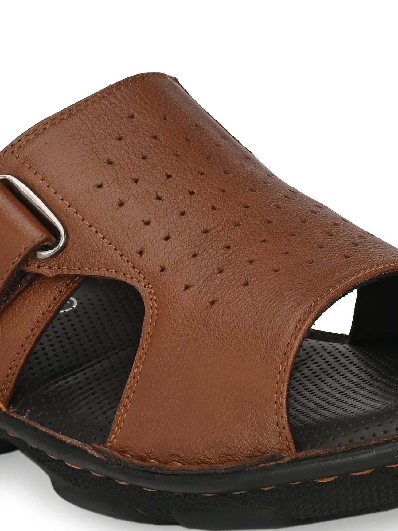 Low Platform Sandals Declan Leather Velcro Cushion Slippers