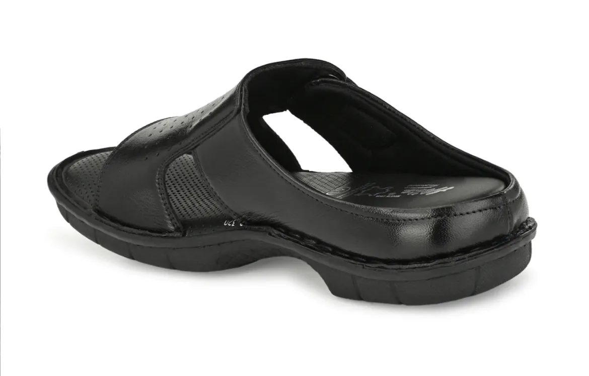 Declan Leather Velcro Cushion Slippers Snake Print Sandals