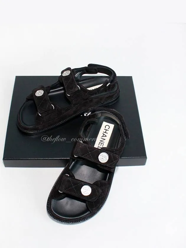 Suede Velcro Sandals Black Chanel Sandals Lace Up