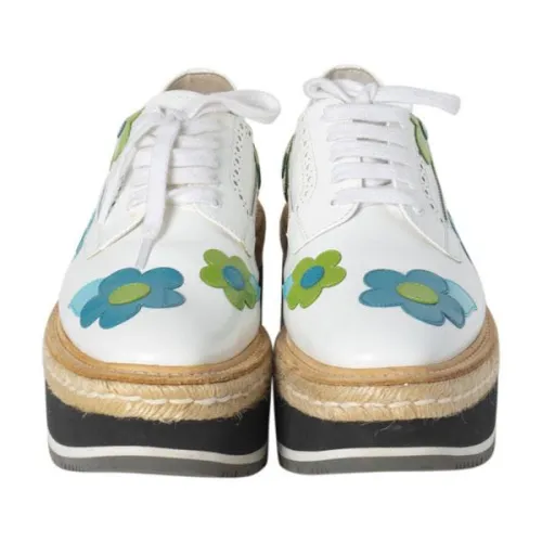 Prada Leather Platform Oxfords White Saddle Oxfords