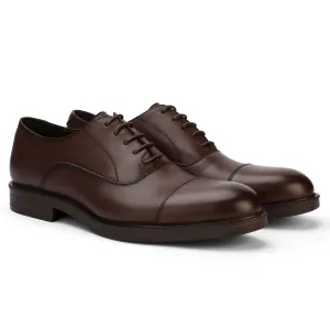 Brio Regal Black Leather Dress Shoes - Brown Braydon Plain Toe Oxfords
